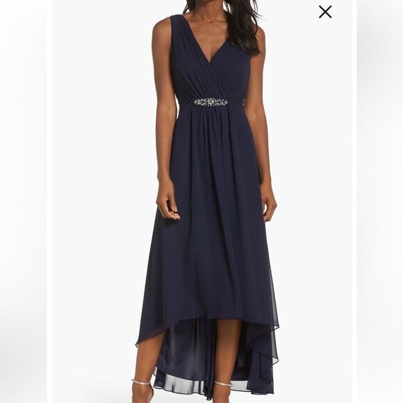 Eliza J Navy Blue Rhinestone Embellished High Low Maxi Dress NEW| 6 - Picture 1 of 9